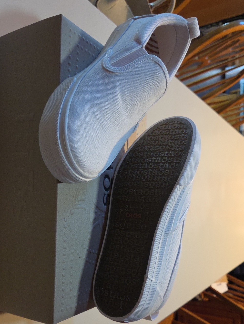 Taos Footwear White Canvas Slip-On Sneakers